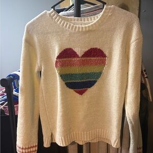 Epic Threads Cream Sweater with Striped Heart